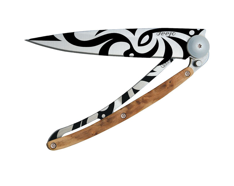 Deejo Tattoo 37g Knife with Juniper Handle, Tribal