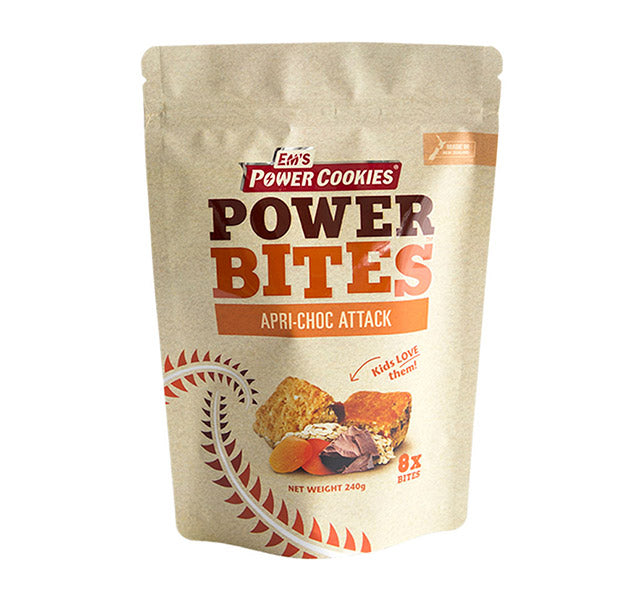 Em's Power Bites Pouch, Apri-Choc Attack, 8 x 30g Each