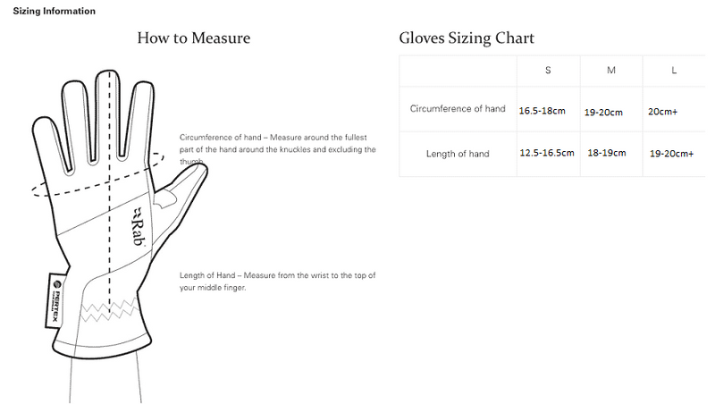 Rab glove size guide shop