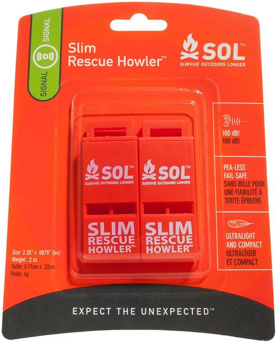 SOL Rescue Howler Whistle, 2 Pack