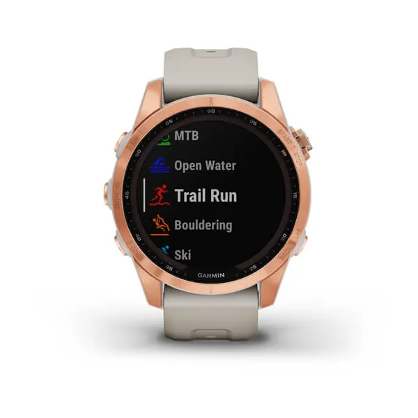 Garmin Fēnix® 7S – Solar Edition Rose Gold with Light Sand Band