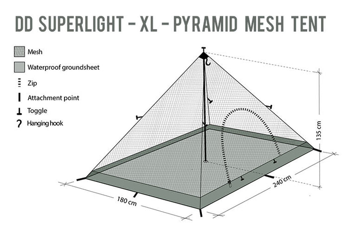 DD Hammocks Superlight XL Pyramid Tent Mesh Inner | Gearshop NZ