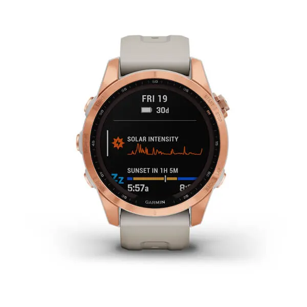 Garmin Fēnix® 7S – Solar Edition Rose Gold with Light Sand Band