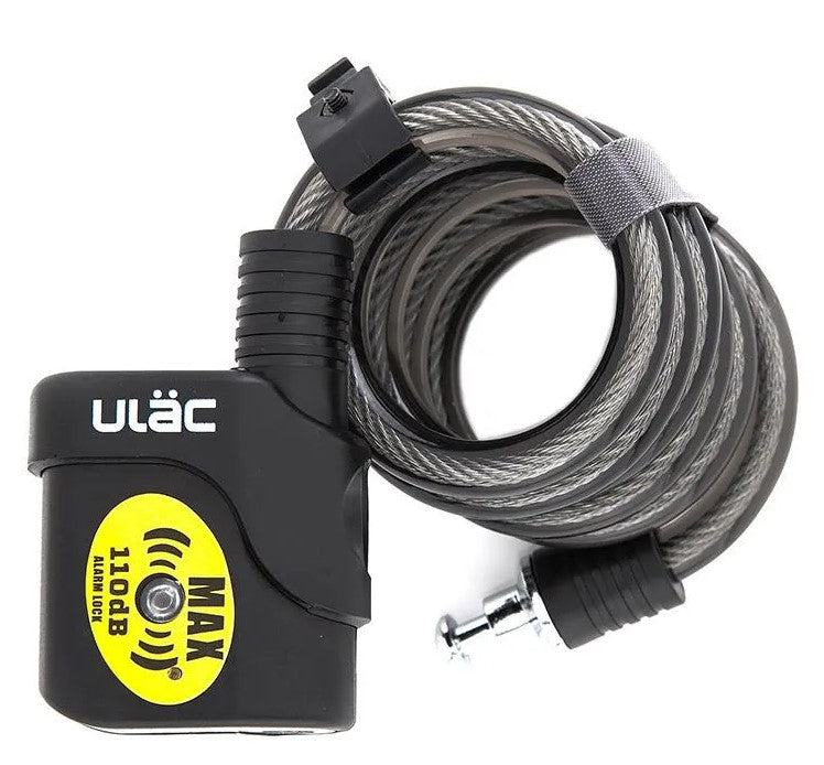 ULAC Bulldog Cable 110 Decibel Alarm Key Lock 12mm x 120cm Black