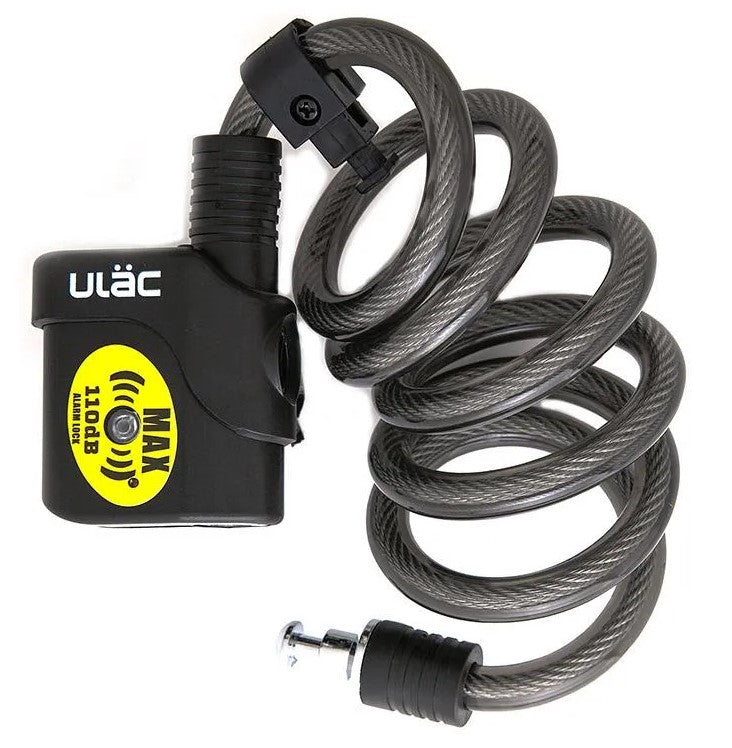 ULAC Bulldog Cable 110 Decibel Alarm Key Lock 12mm x 120cm Black