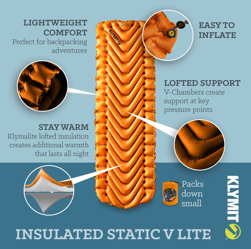 Klymit Insulated Static V Lite Sleeping Mat, Orange